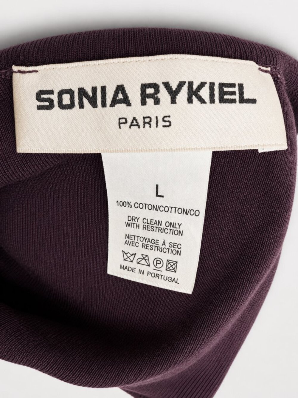 Sonia Rykiel Paris Burgundy Cotton Lace Rhinestone Long Sleeve Top Size L - Picture 9 of 10